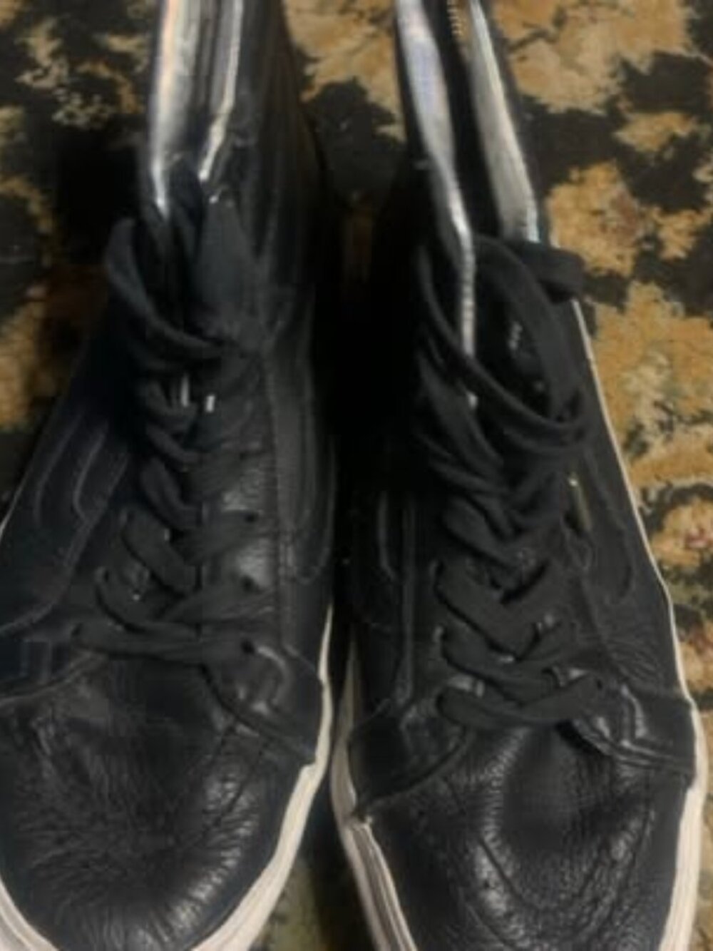 Vans Sk-8-Hi Reissue Zip Premium Black Leather Men's 5 Women's 6.5